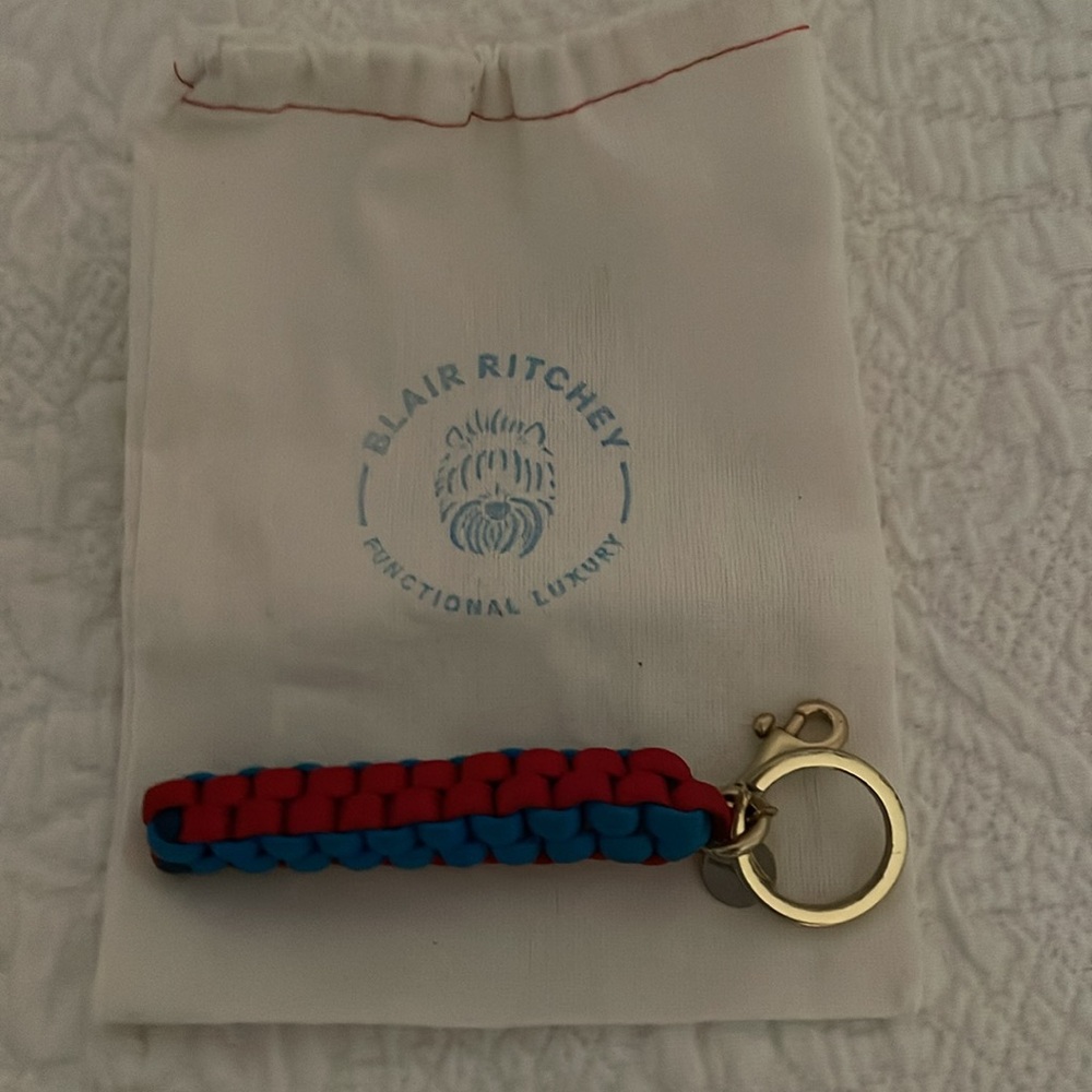 Blair Ritchey Blue Red Box Knot Keychain Used
